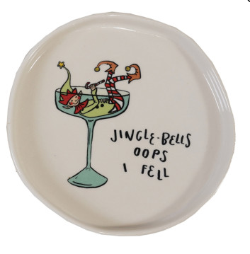 Stoneware Plate with Holiday Tipsy Saying