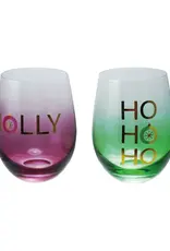 Wine Glass with Holiday Saying 16oz