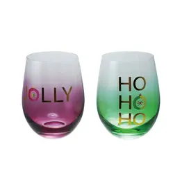 Wine Glass with Holiday Saying 16oz
