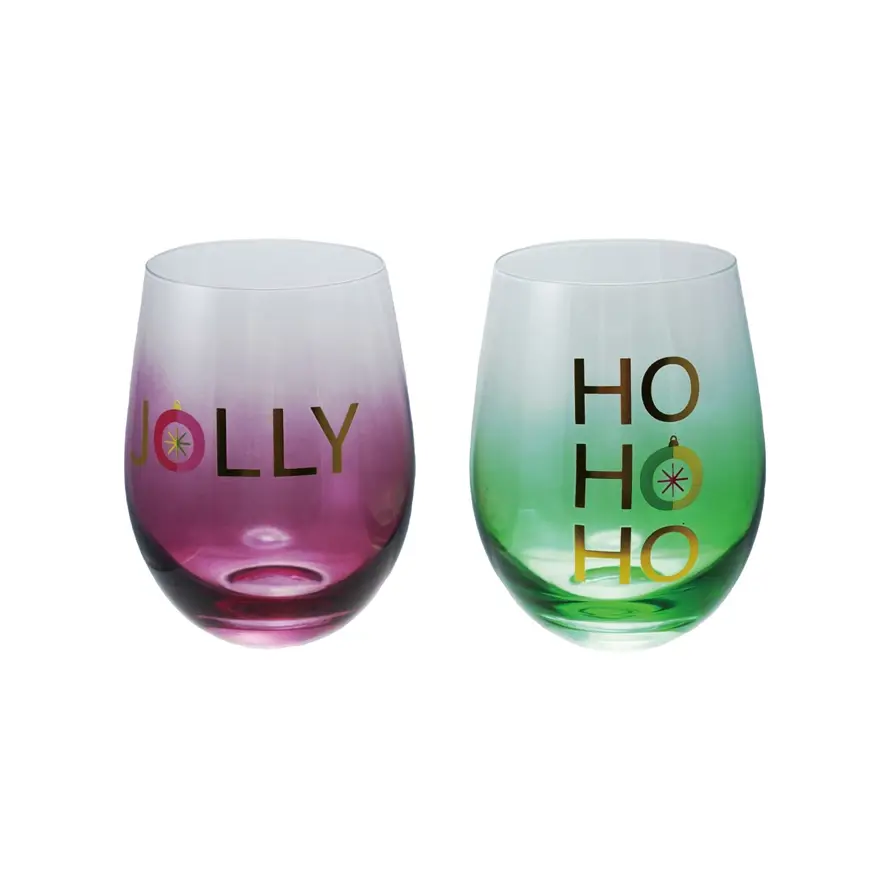 Wine Glass with Holiday Saying 16oz