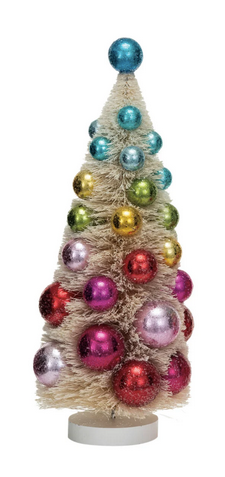 Sisal Bottle Brush Tree w/ Ornaments 13"