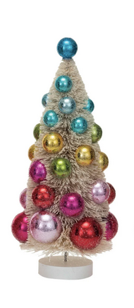 Sisal Bottle Brush Tree w/ Ornaments 11"