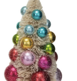Sisal Bottle Brush Tree w/ Ornaments 9"