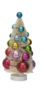 Sisal Bottle Brush Tree w/ Ornaments 9"