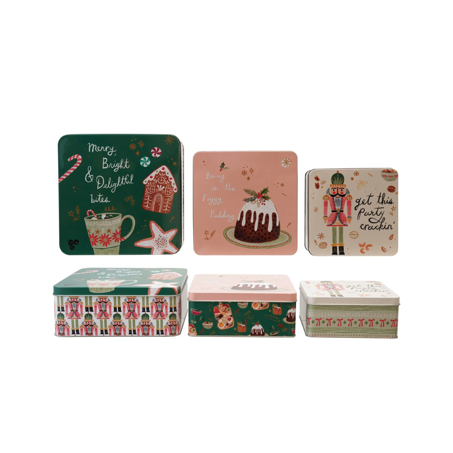 Embossed Tin with Lid & Holiday Treats Set of 3