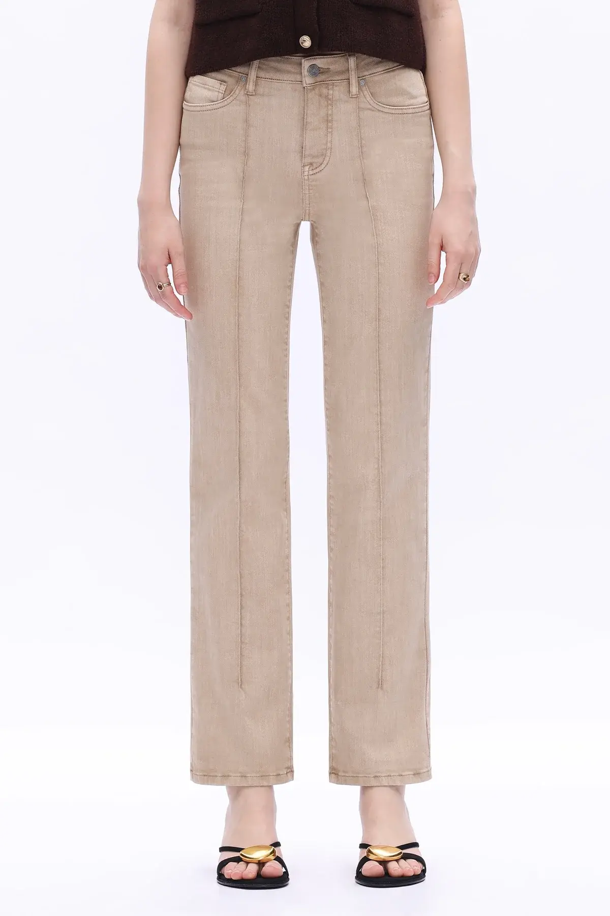 Bayeas High Rise Straight Jeans Khaki