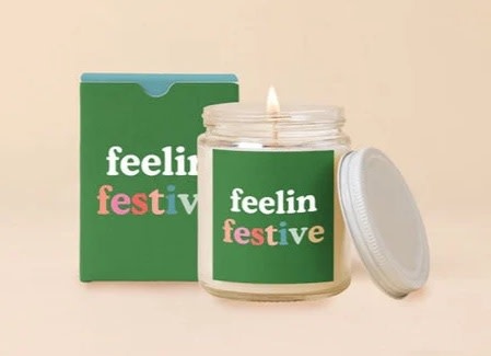 Talking Out of Turn Feelin Festive Holiday Candle Jar