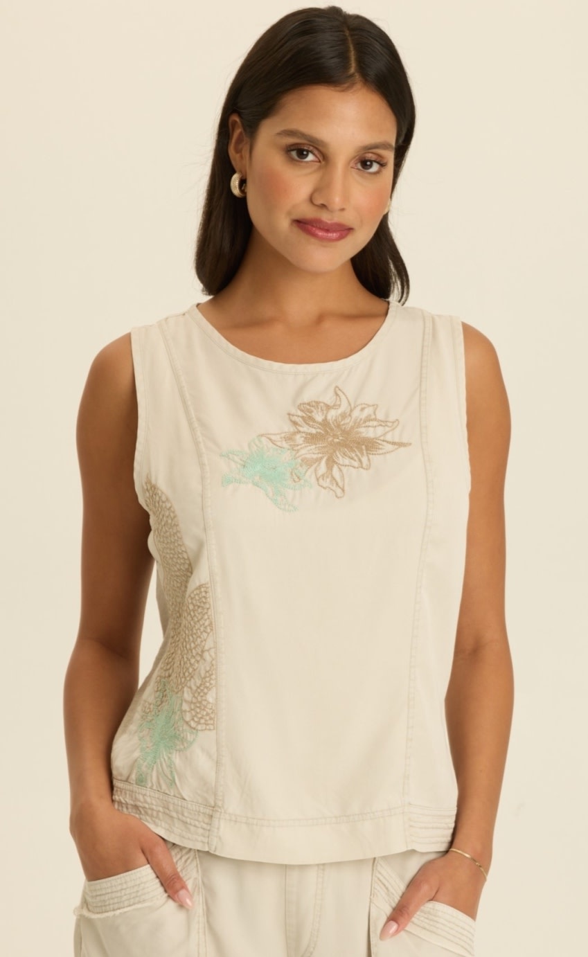 XCVI Embroidered Davies Tank Center Stage