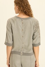 XCVI Embroidered Linton Top Magnetic Grey