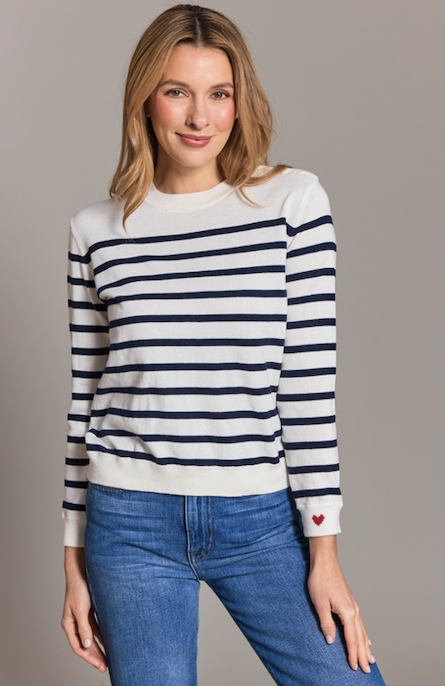 Alashan Lucy Stripe Top White/Abyss