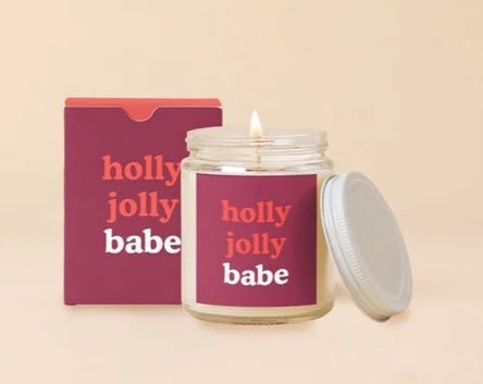 Talking Out of Turn Holly Jolly Babe Holiday Candle Jar