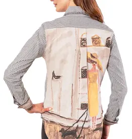 Dizzy Lizzie Chesapeake Top Black Stripes