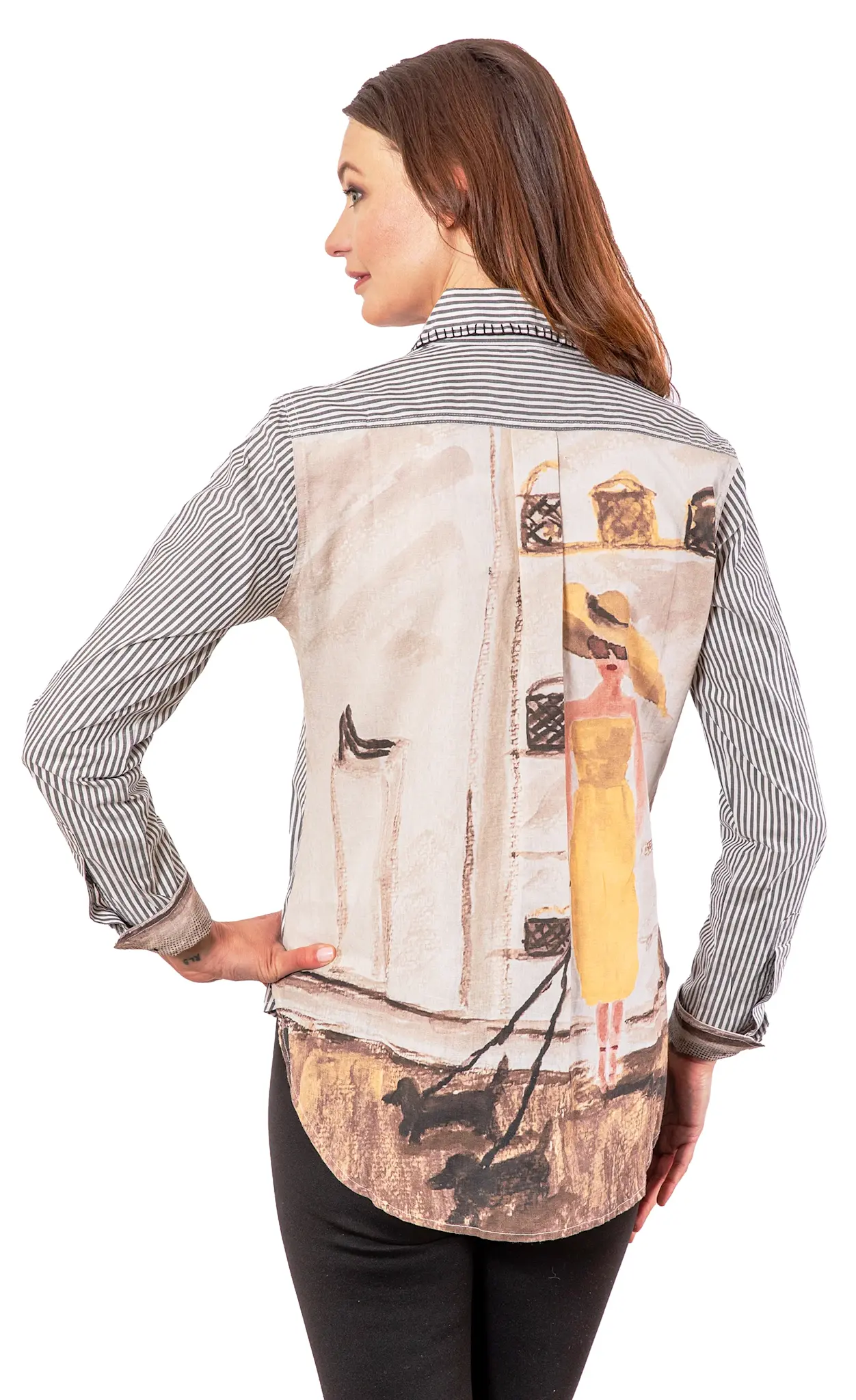 Dizzy Lizzie Chesapeake Top Black Stripes