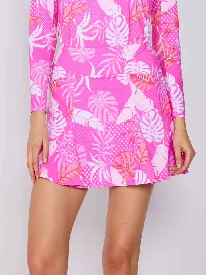 G Lifestyle Godet Skort In Pink Oasis