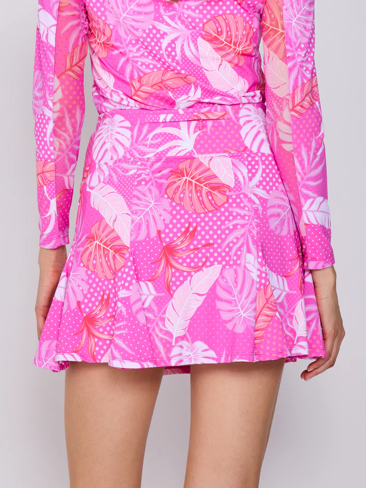 G Lifestyle Godet Skort In Pink Oasis