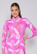 G Lifestyle Quarter Zip Top Pink Oasis