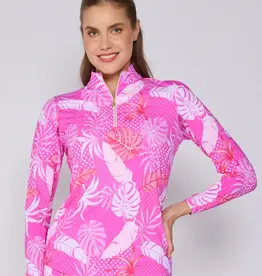 G Lifestyle Quarter Zip Top Pink Oasis