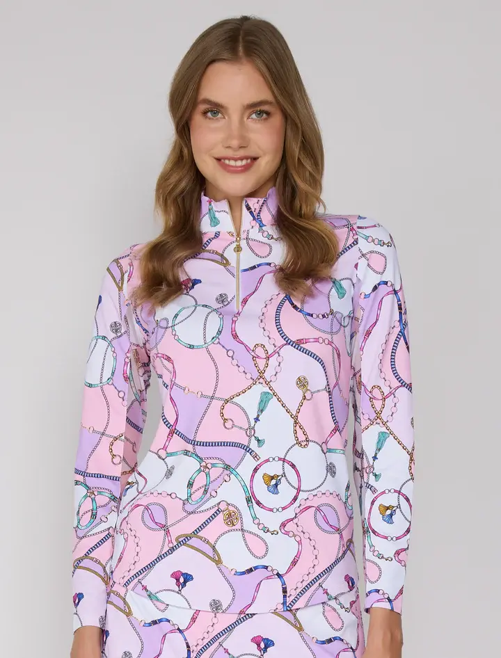 G Lifestyle Quarter Zip  Top Pink Link