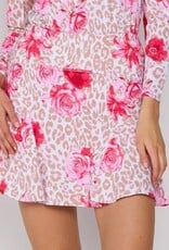 G Lifestyle Godet Skort Beige Leopard Floral