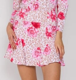 G Lifestyle Godet Skort Beige Leopard Floral