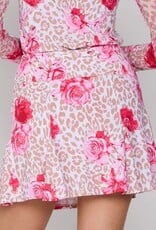 G Lifestyle Godet Skort Beige Leopard Floral