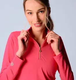 G Lifestyle Quarter Zip Top Coral