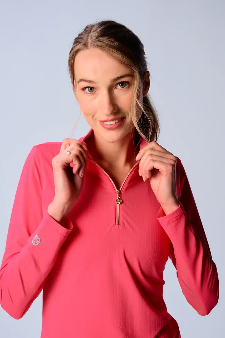 G Lifestyle Quarter Zip Top Coral