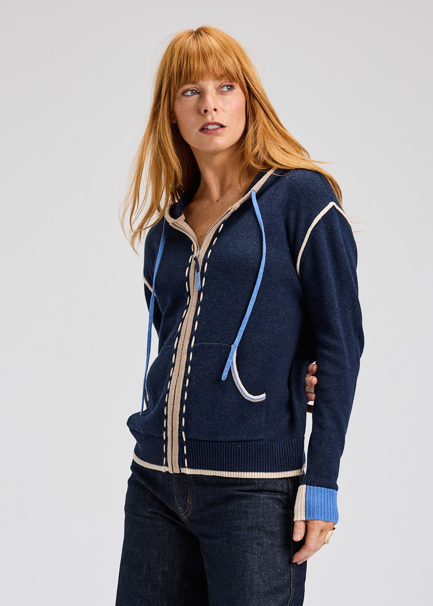 Zaket & Plover Threaded Hoodie Denim