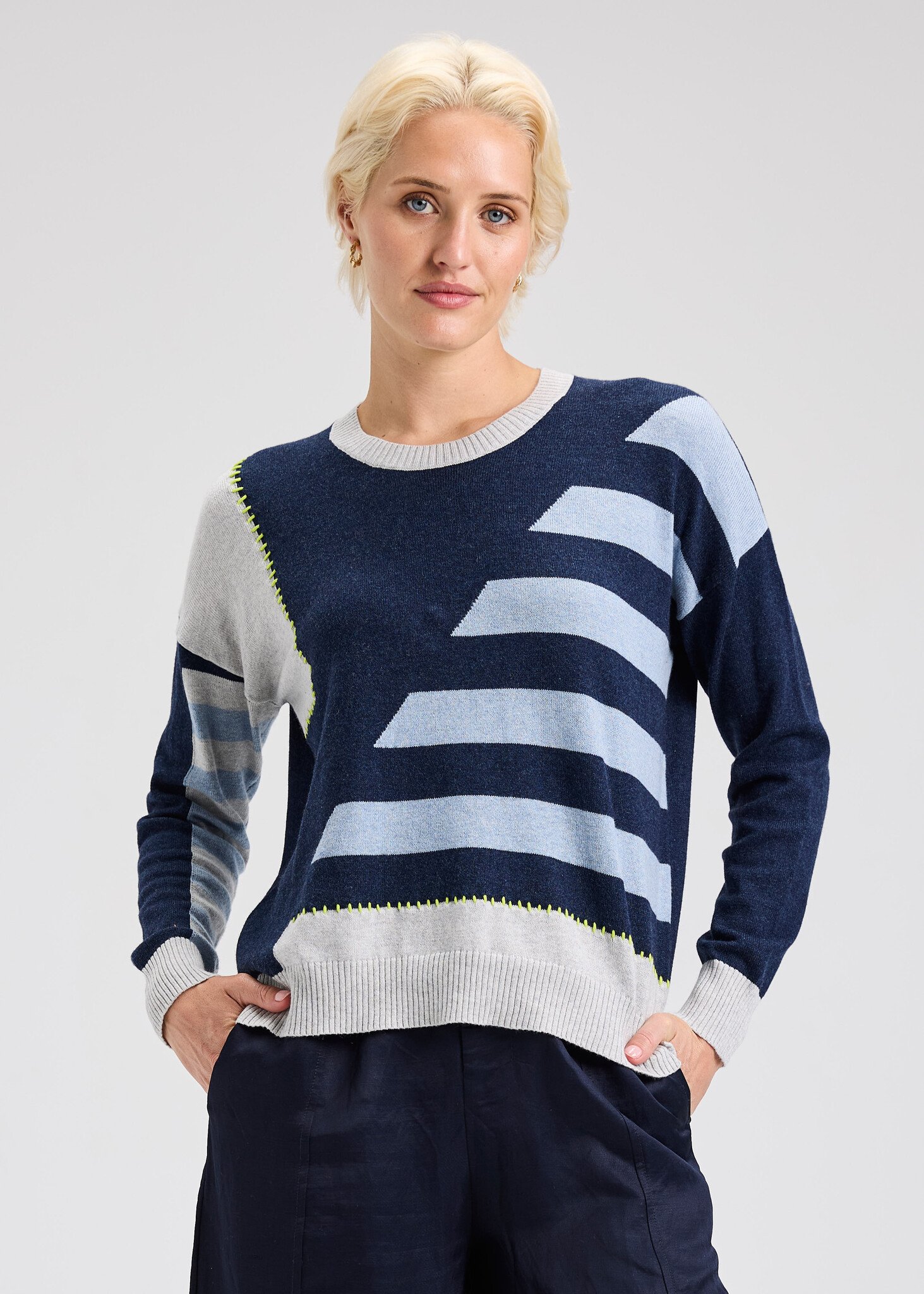 Zaket & Plover Handwork Stripe Top Denim