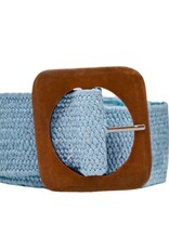 German Fuentes Straw Stretch Belt w/ Wooden Buckle