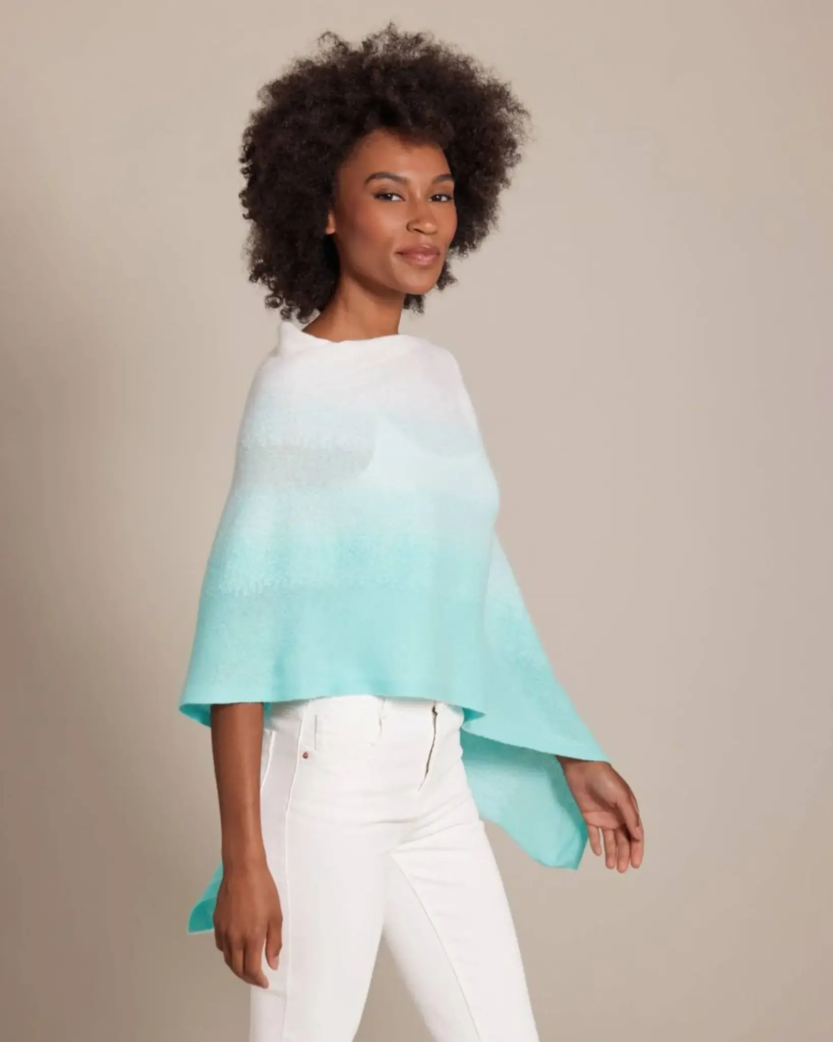 Alashan Cashmere Topper Dip Dye Teal