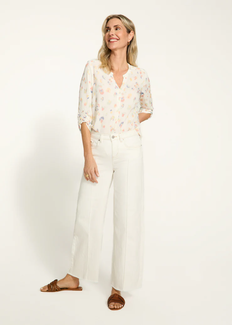 French Dressing Olivia Wide Leg Ankle Pant Ivory