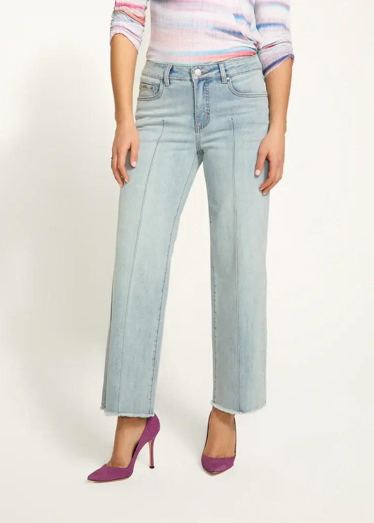 French Dressing Olivia Wide Leg Ankle Pant Pale Wash