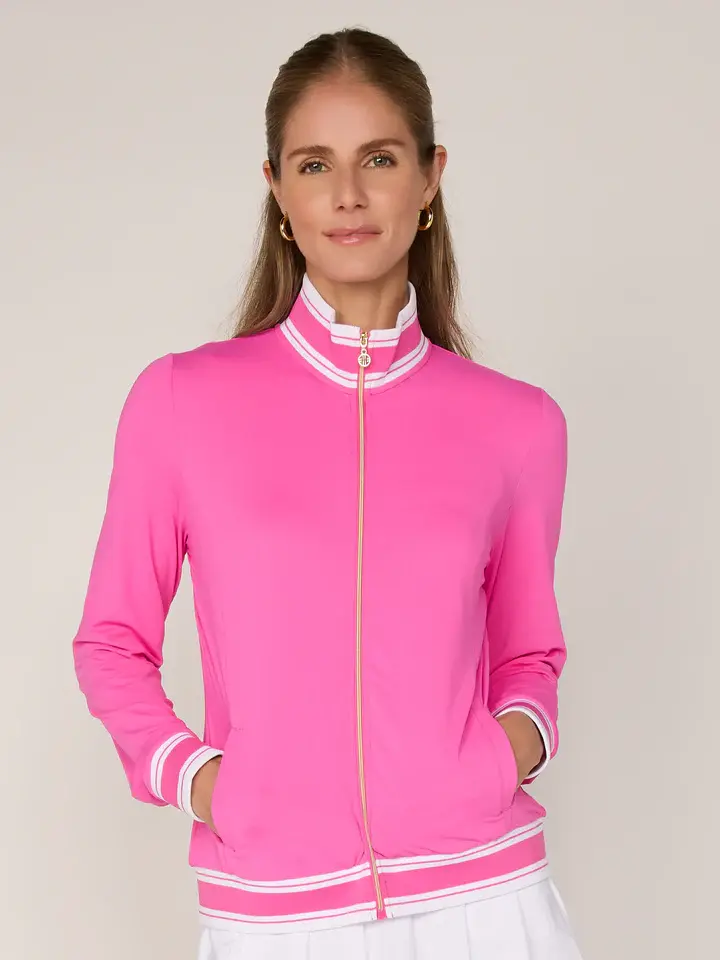 G Lifestyle Striped Trim Zip Jacket