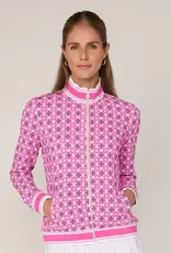 G Lifestyle Striped Trim Zip Jacket Pink Tile