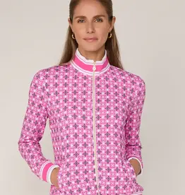 G Lifestyle Striped Trim Zip Jacket Pink Tile
