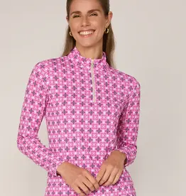 G Lifestyle Quarter Zip Top Pink Tile