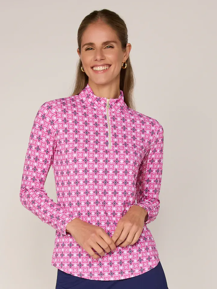 G Lifestyle Quarter Zip Top Pink Tile
