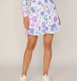 G Lifestyle Flare Godet Skort Turq Medallion