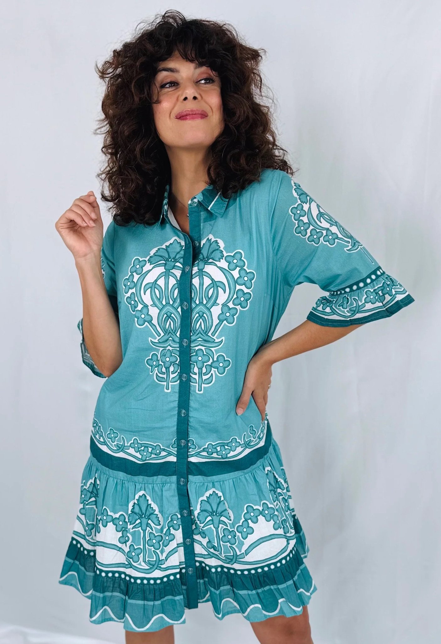 Isla Payal Lisbon Dress Carnation Teal