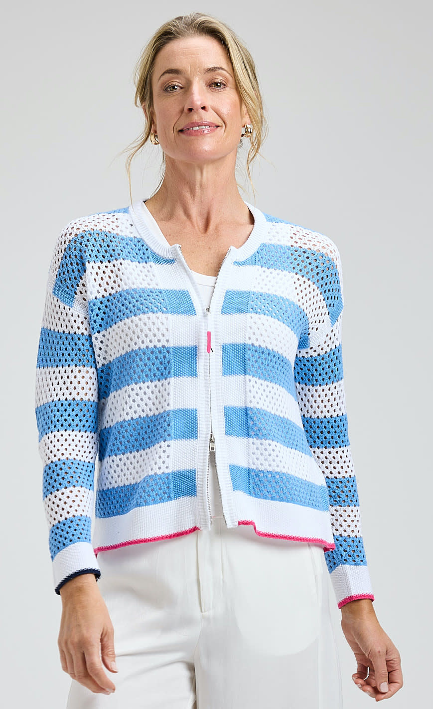 Zaket & Plover Stripe Zip Top