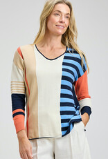 Zaket & Plover V Neck Multi Stripe Top
