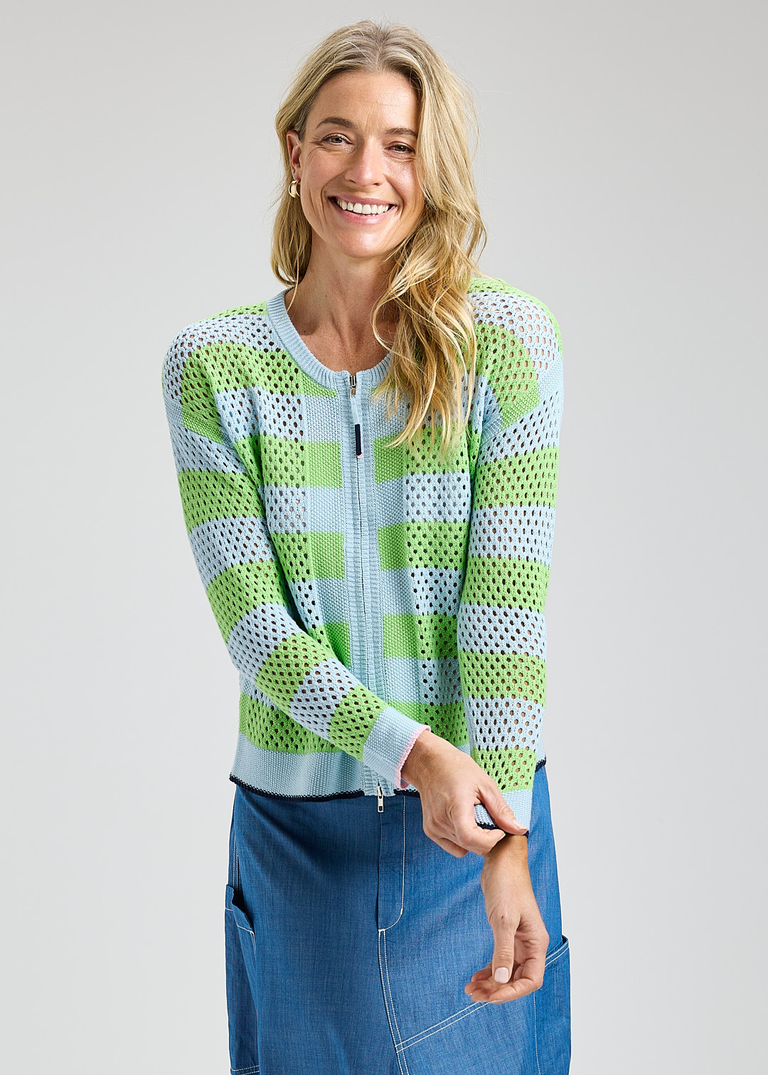 Zaket & Plover Stripe Zip Top