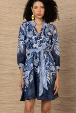 Hale Bob Belize Belted Dress Navy
