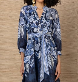 Hale Bob Belize Belted Dress Navy