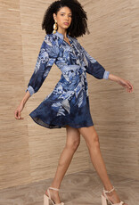 Hale Bob Belize Belted Dress Navy