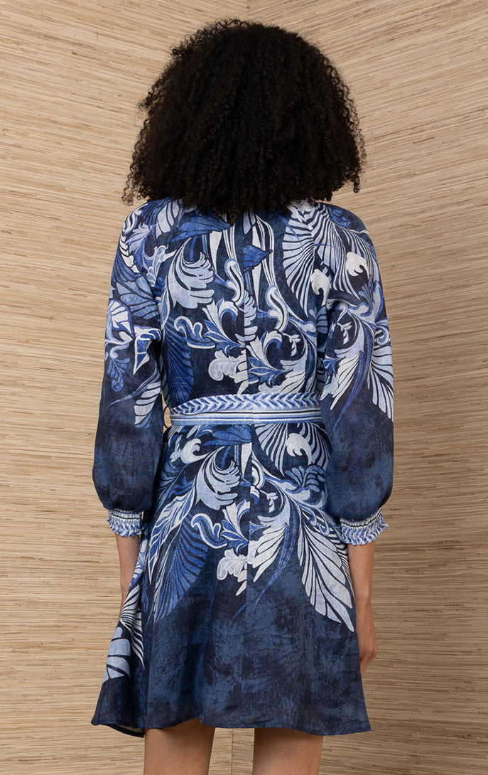 Hale Bob Belize Belted Dress Navy