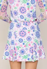 G Lifestyle Flare Godet Skort Turq Medallion