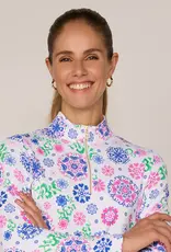 G Lifestyle Quarter Zip Top Turq Medallion