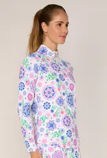 G Lifestyle Quarter Zip Top Turq Medallion